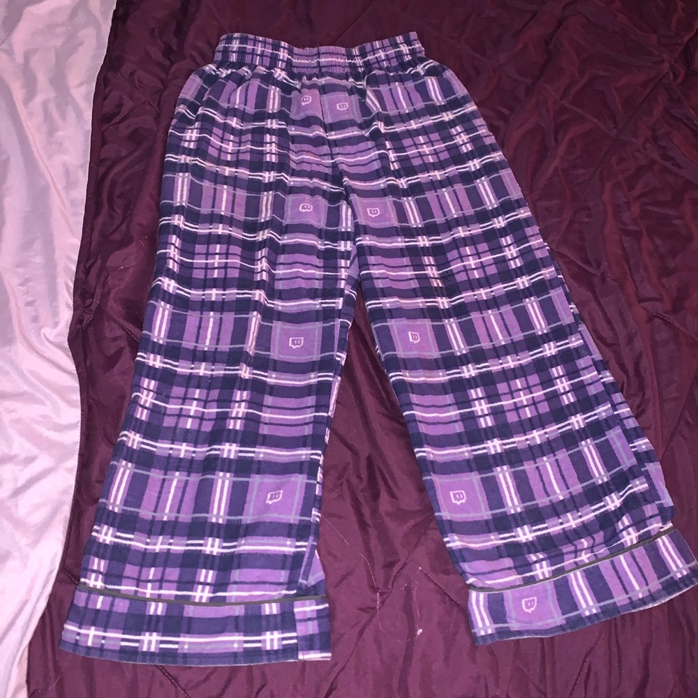 purple plaid wide legged pajama pants